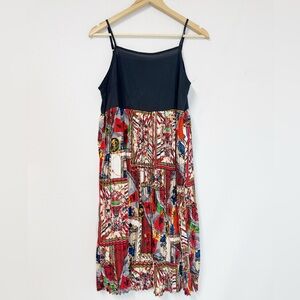 Garcia pleated print slip dress S